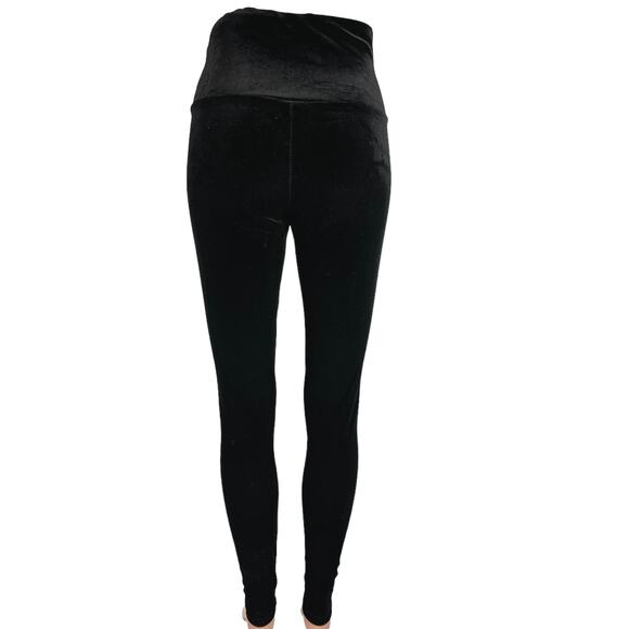 Design Lab Black Velvet Velour High Waist Stretch Ankle Cropped Pants Leggings S - Picture 3 of 6